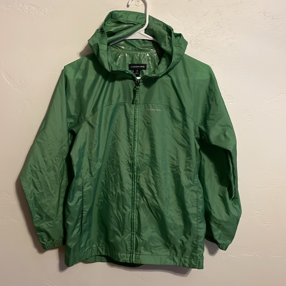 Lands End Green Packable Raincoat Small